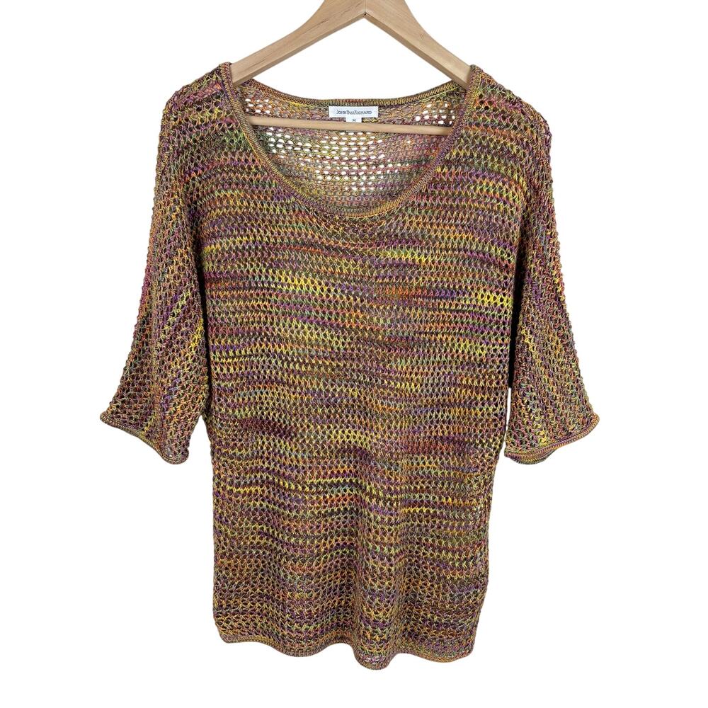 John Paul Richard Open Knit Melange Dolman Slv Top Womens Size M Beachy Hippie